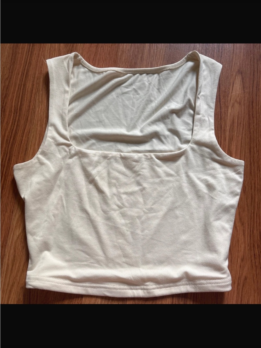 SHEIN Cream Square Neck Crop Tank